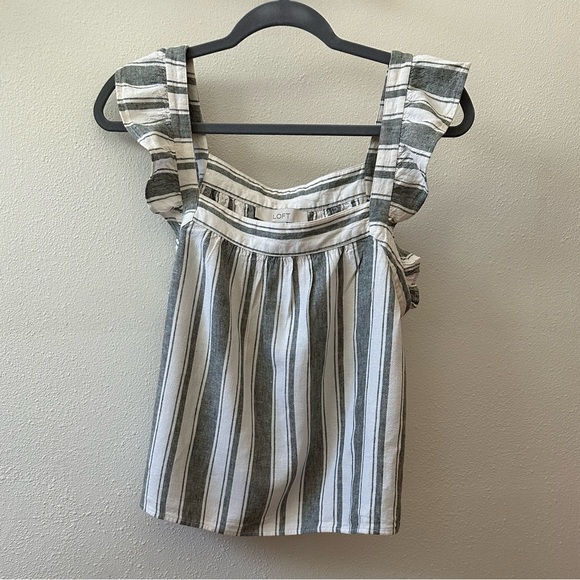 Loft Striped Ruffle Shoulder Top - Picture 2 of 4